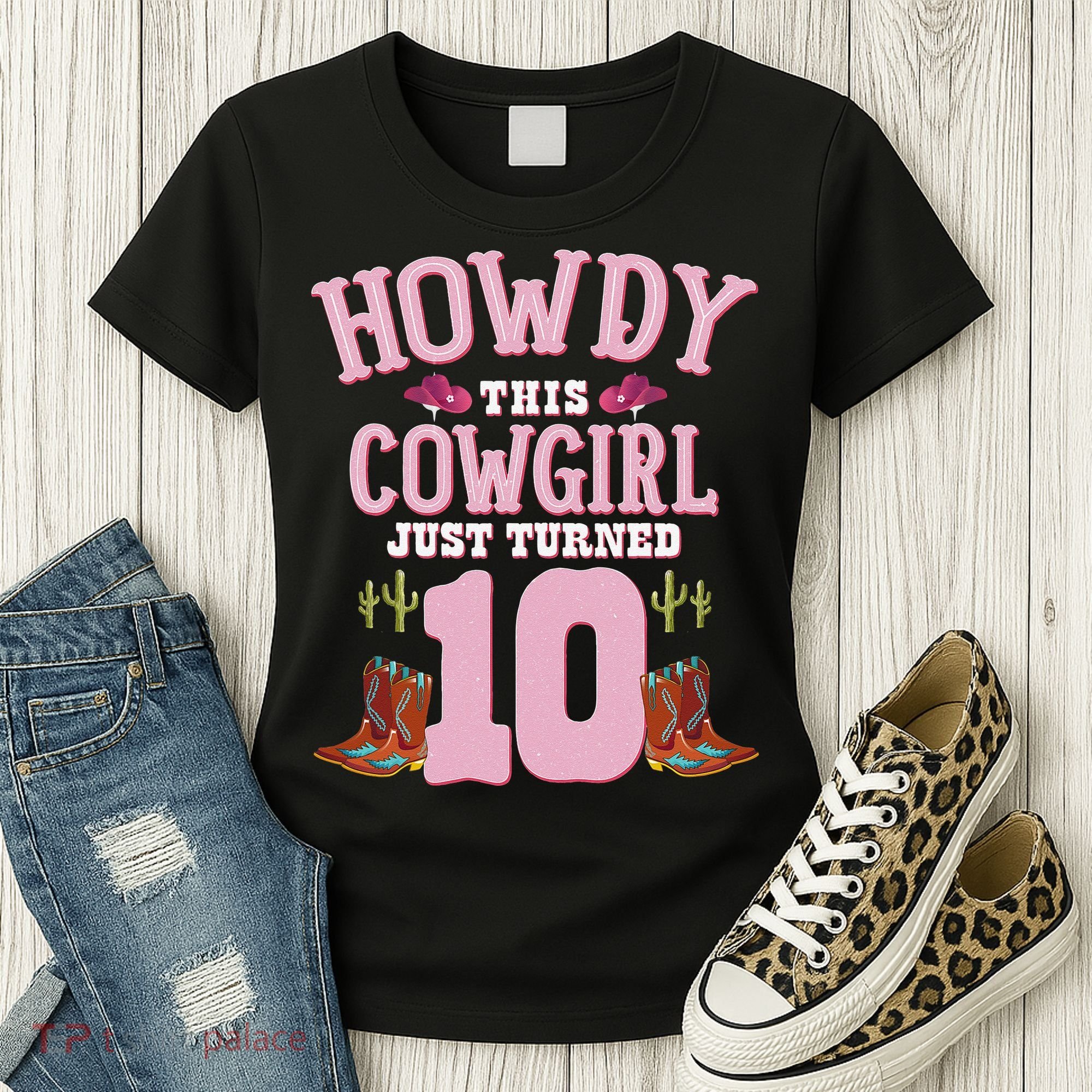 10th Birthday Cow Howdy Western Themed Birthday Women's T-Shirt