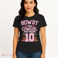 10th Birthday Cow Howdy Western Themed Birthday Women's T-Shirt thumb 4