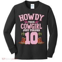 10th Birthday Cow Howdy Western Themed Birthday Kids Long Sleeve Shirt thumb 0