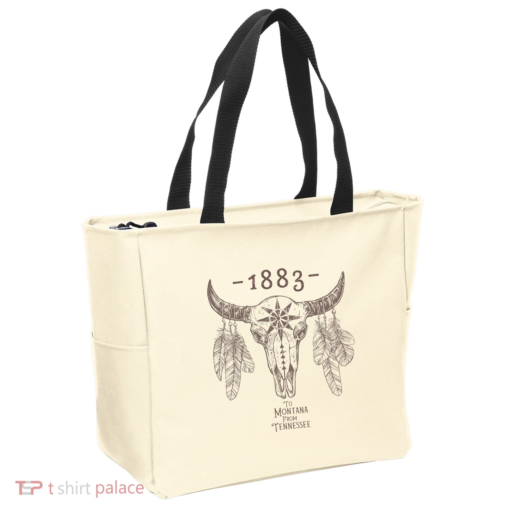 1883 Boho Cow Skull Cute Country Western Yellowstone Graphic Tote Bag