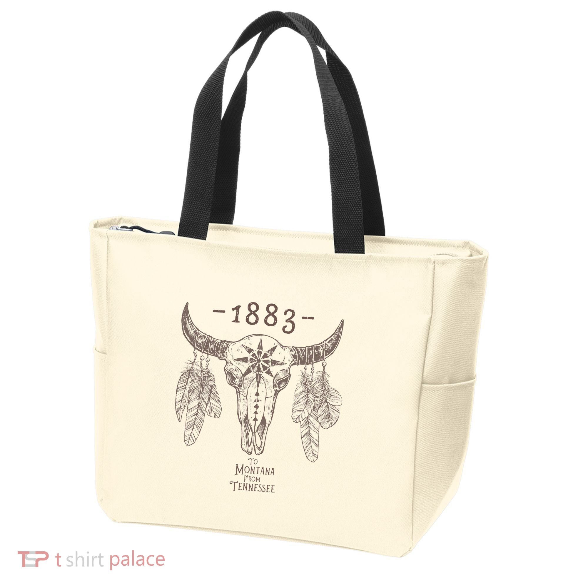 1883 Boho Cow Skull Cute Country Western Yellowstone Graphic Tote Bag