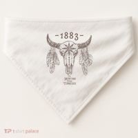 1883 Boho Cow Skull Cute Country Western Yellowstone Graphic USA-Made Doggie Bandana thumb 0