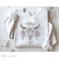 1883 Boho Cow Skull Cute Country Western Yellowstone Graphic Sweatshirt thumb 2