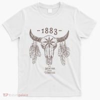 1883 Boho Cow Skull Cute Country Western Yellowstone Graphic T-Shirt thumb 0