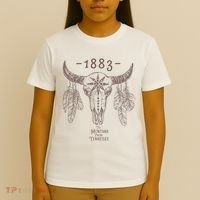 1883 Boho Cow Skull Cute Country Western Yellowstone Graphic T-Shirt thumb 4