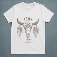 1883 Boho Cow Skull Cute Country Western Yellowstone Graphic T-Shirt thumb 5