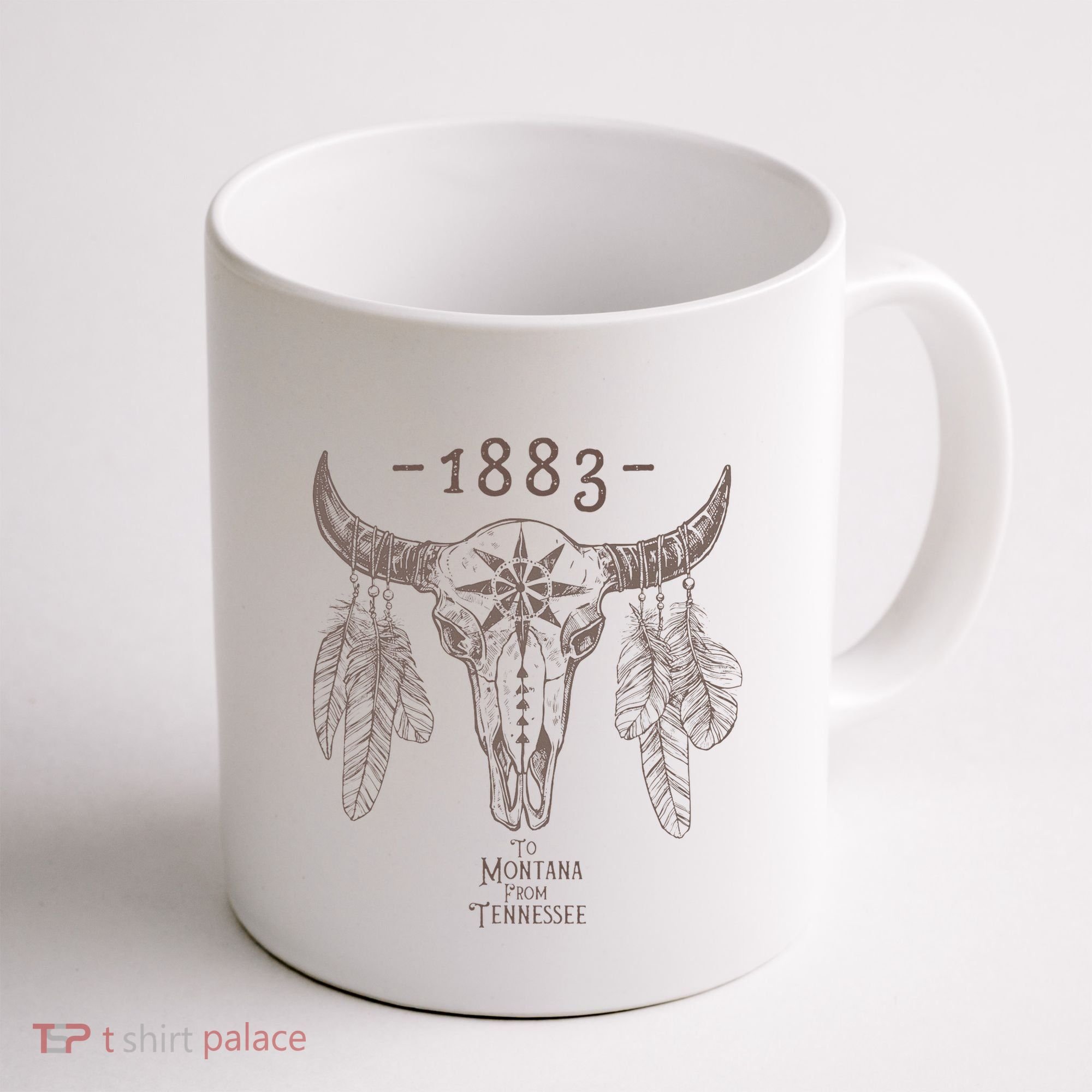 1883 Boho Cow Skull Cute Country Western Yellowstone Graphic Coffee Mug