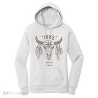 1883 Boho Cow Skull Cute Country Western Yellowstone Graphic Women's Hoodie thumb 0