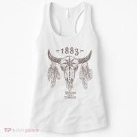 1883 Boho Cow Skull Cute Country Western Yellowstone Graphic Women's Tank Top thumb 0