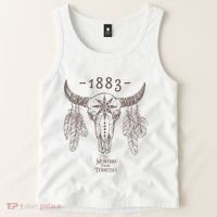 1883 Boho Cow Skull Cute Country Western Yellowstone Graphic Tank Top thumb 2
