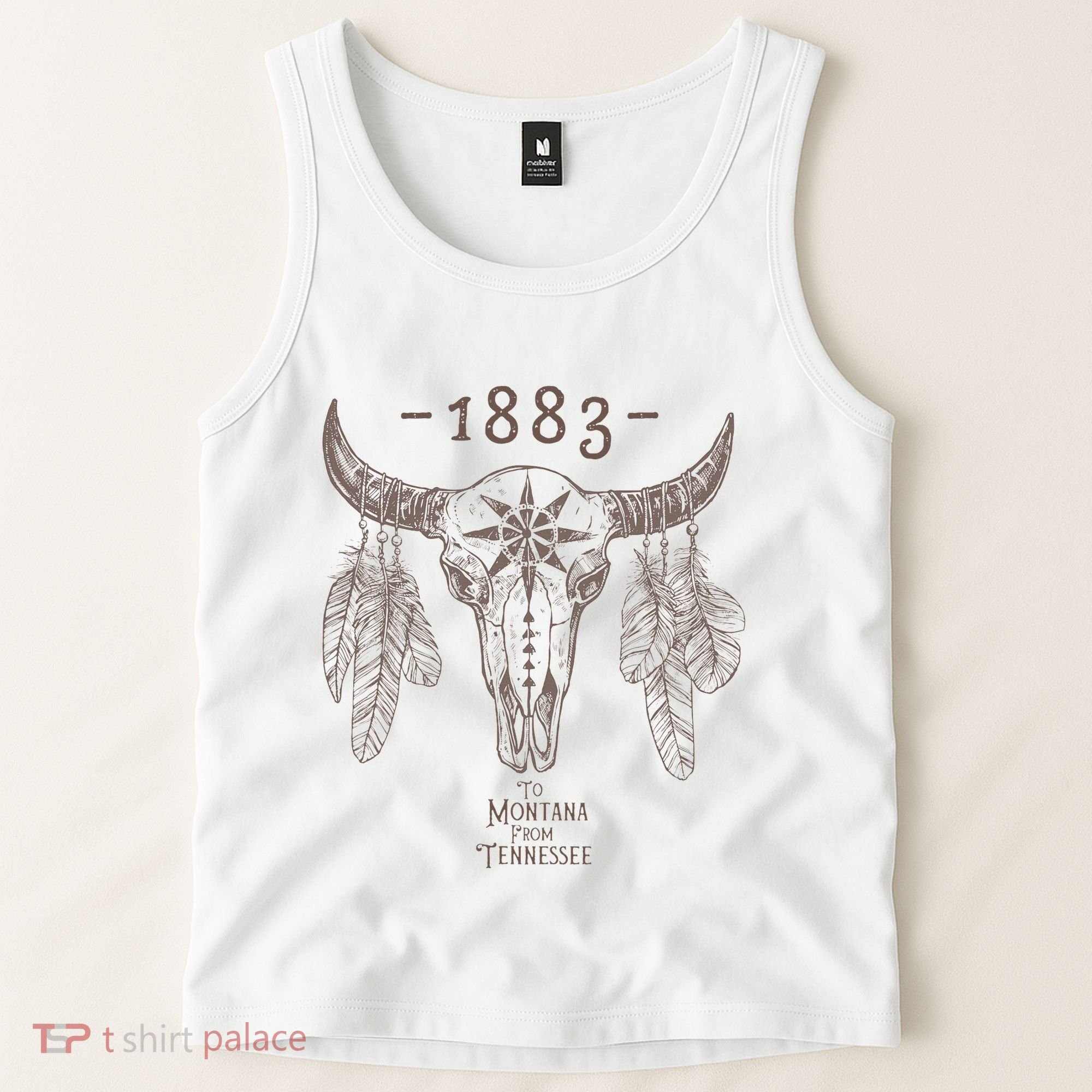 1883 Boho Cow Skull Cute Country Western Yellowstone Graphic Tank Top