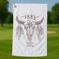 1883 Boho Cow Skull Cute Country Western Yellowstone Graphic Golf Towel thumb 1