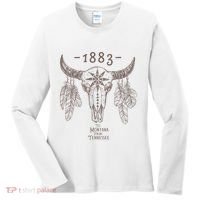1883 Boho Cow Skull Cute Country Western Yellowstone Graphic Women's Long Sleeve Shirt thumb 0