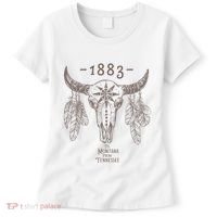 1883 Boho Cow Skull Cute Country Western Yellowstone Graphic Women's T-Shirt thumb 0