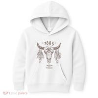 1883 Boho Cow Skull Cute Country Western Yellowstone Graphic Kids Hoodie thumb 0