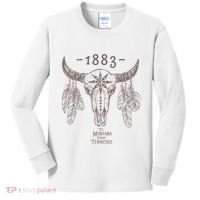 1883 Boho Cow Skull Cute Country Western Yellowstone Graphic Kids Long Sleeve Shirt thumb 0