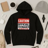 13 Birthday Caution Nager Boy 13yr 13th Birthday Hoodie thumb 3