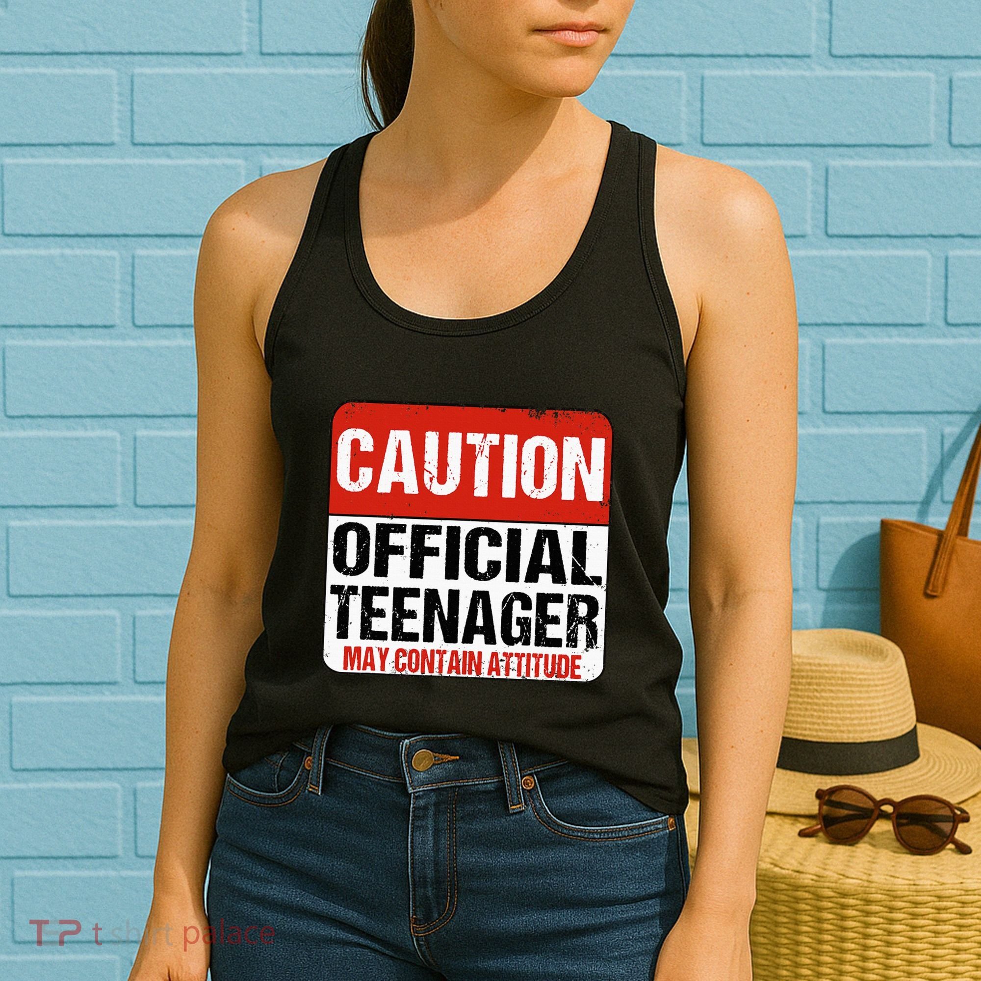 13 Birthday Caution Nager Boy 13yr 13th Birthday Women's Tank Top