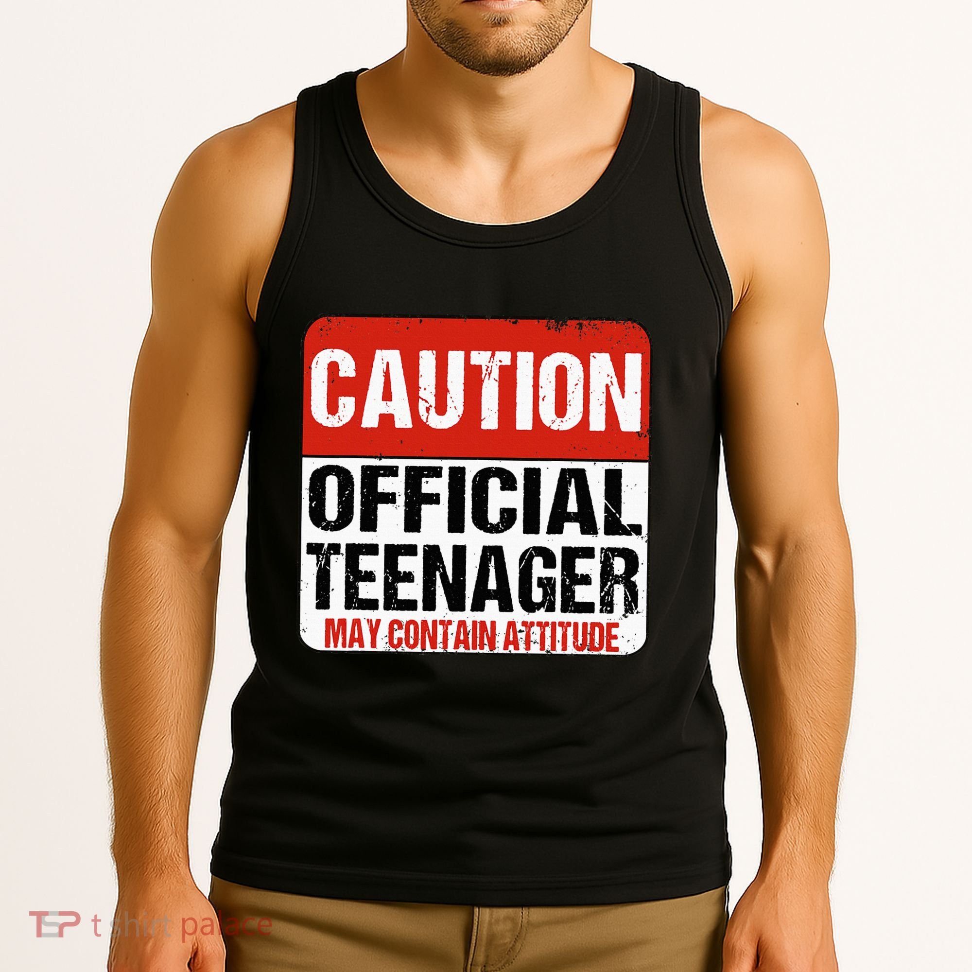 13 Birthday Caution Nager Boy 13yr 13th Birthday Tank Top