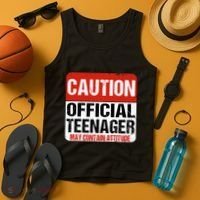 13 Birthday Caution Nager Boy 13yr 13th Birthday Tank Top thumb 4