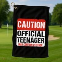 13 Birthday Caution Nager Boy 13yr 13th Birthday Golf Towel thumb 1