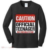 13 Birthday Caution Nager Boy 13yr 13th Birthday Kids Long Sleeve Shirt thumb 0