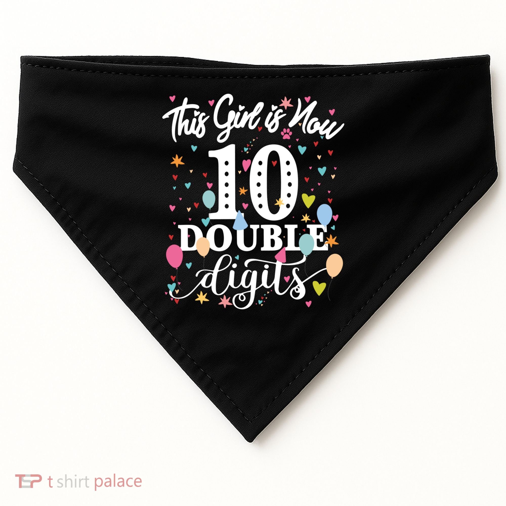 10th Birthday Funny Gift This Girl Is Now 10 Double Digits Gift USA-Made Doggie Bandana