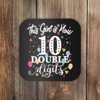 10th Birthday Funny Gift This Girl Is Now 10 Double Digits Gift Coaster thumb 0