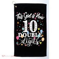 10th Birthday Funny Gift This Girl Is Now 10 Double Digits Gift Golf Towel thumb 0