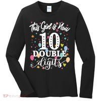 10th Birthday Funny Gift This Girl Is Now 10 Double Digits Gift Women's Long Sleeve Shirt thumb 0