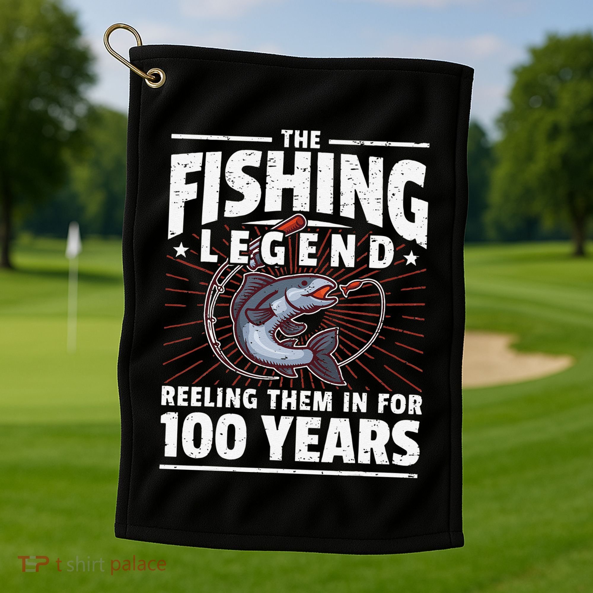 100th Birthday Fishing Legend 100 Years Angler Golf Towel