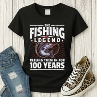 100th Birthday Fishing Legend 100 Years Angler Women's T-Shirt thumb 3