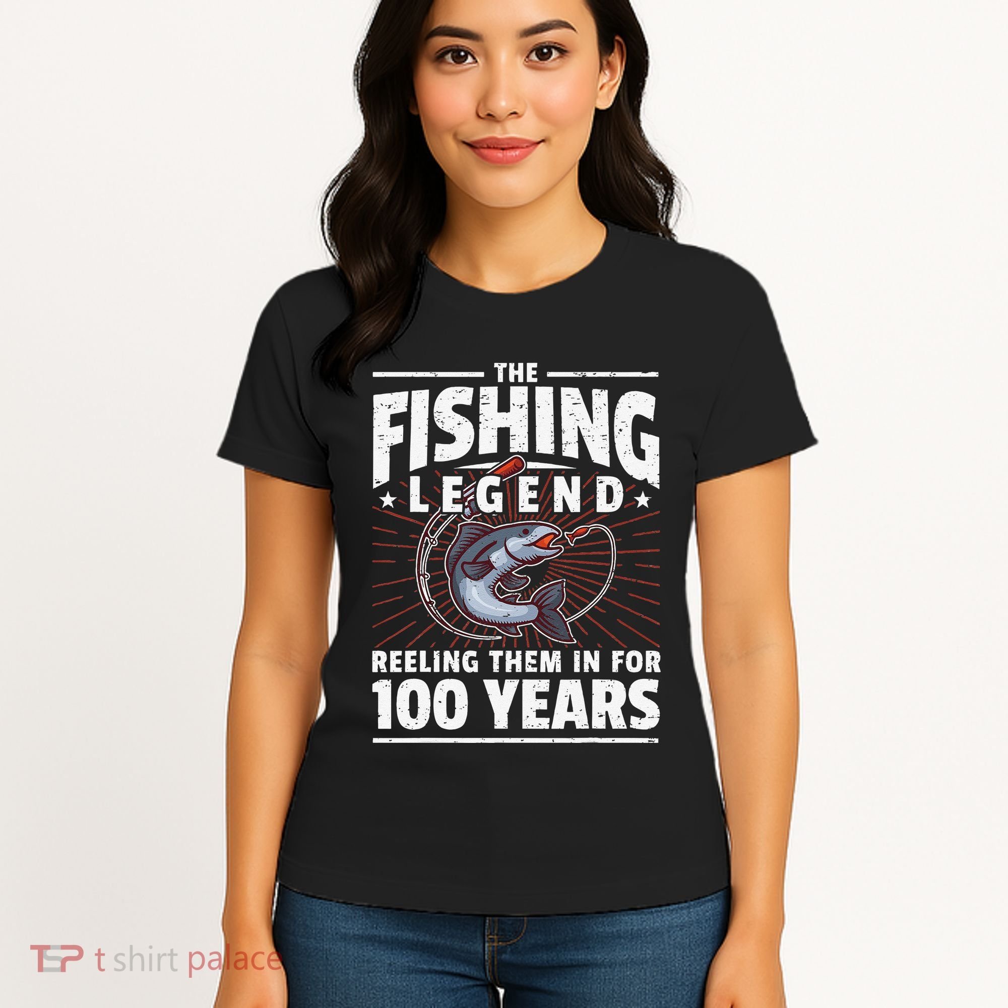 100th Birthday Fishing Legend 100 Years Angler Women's T-Shirt