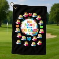 100 Books For 100 Days 100th Day Of School Gift Teacher Meaningful Gift Golf Towel thumb 1