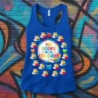 100 Books For 100 Days 100th Day Of School Gift Teacher Meaningful Gift Women's Tank Top thumb 3