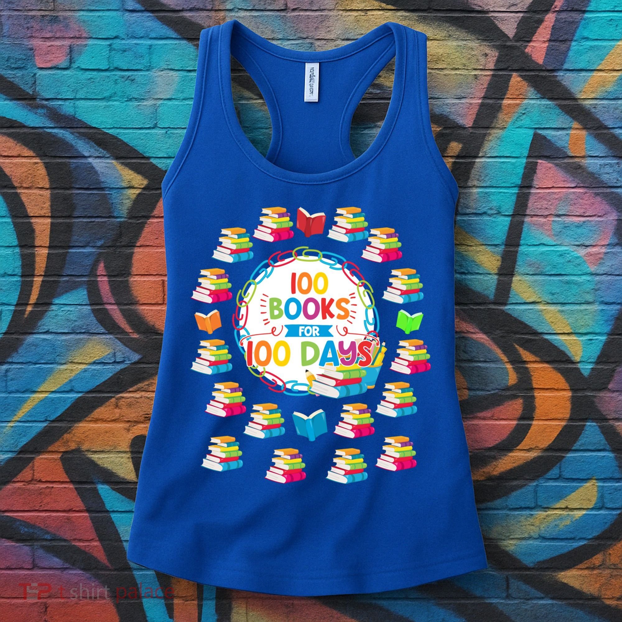 100 Books For 100 Days 100th Day Of School Gift Teacher Meaningful Gift Women's Tank Top