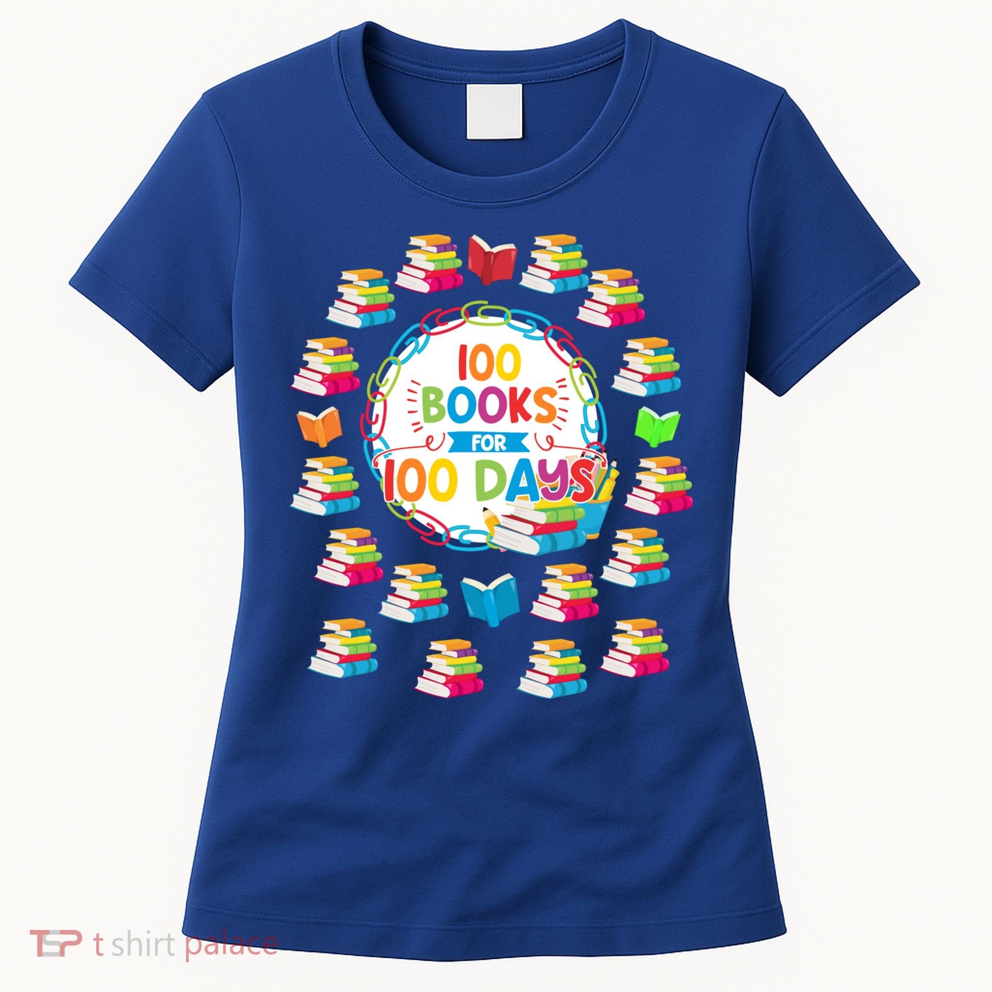100 Books For 100 Days 100th Day Of School Gift Teacher Meaningful Gift Women's T-Shirt