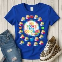 100 Books For 100 Days 100th Day Of School Gift Teacher Meaningful Gift Women's T-Shirt thumb 3