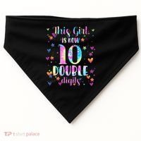 10th Birthday Gift This Girl Is Now 10 Double Digits Tie Dye USA-Made Doggie Bandana thumb 0