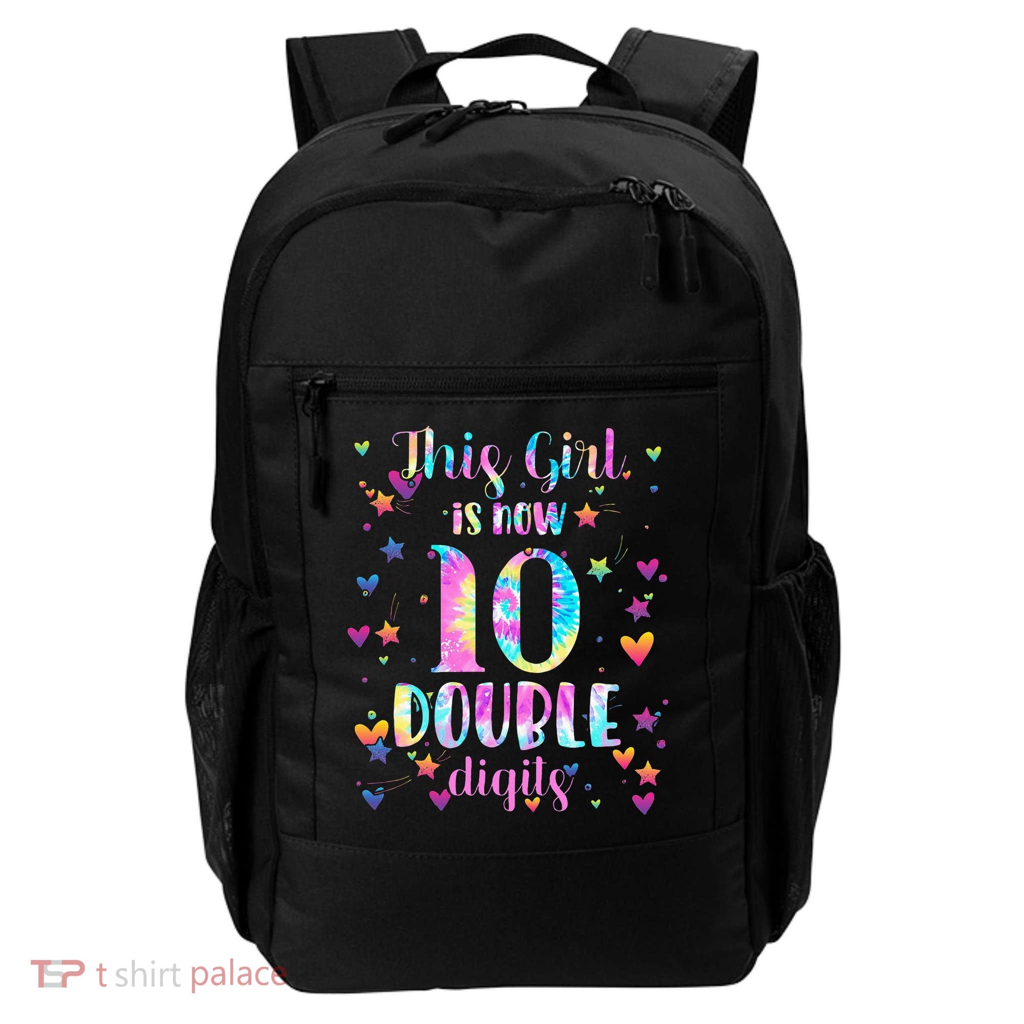 10th Birthday Gift This Girl Is Now 10 Double Digits Tie Dye Backpack