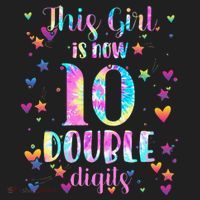 10th Birthday Gift This Girl Is Now 10 Double Digits Tie Dye Beanie thumb 2