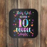 10th Birthday Gift This Girl Is Now 10 Double Digits Tie Dye Coaster thumb 0