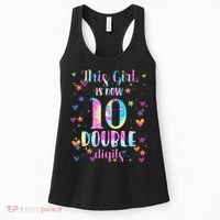10th Birthday Gift This Girl Is Now 10 Double Digits Tie Dye Women's Tank Top thumb 0