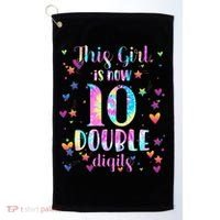 10th Birthday Gift This Girl Is Now 10 Double Digits Tie Dye Golf Towel thumb 0