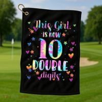 10th Birthday Gift This Girl Is Now 10 Double Digits Tie Dye Golf Towel thumb 1