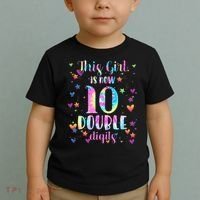 10th Birthday Gift This Girl Is Now 10 Double Digits Tie Dye Toddler T-Shirt thumb 2