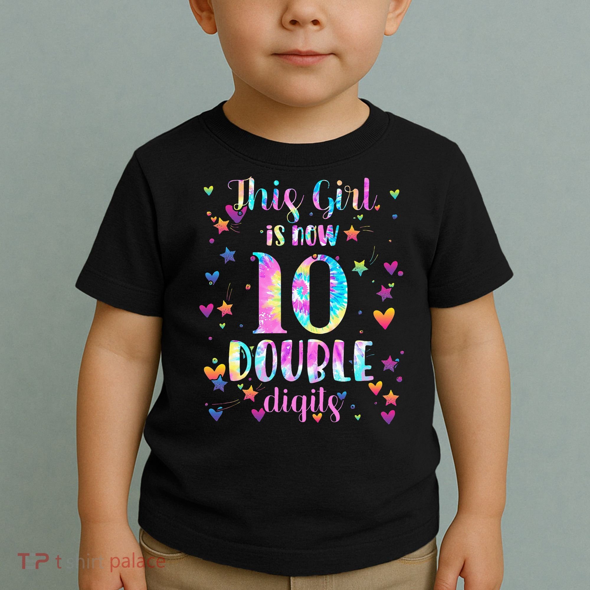 10th Birthday Gift This Girl Is Now 10 Double Digits Tie Dye Toddler T-Shirt