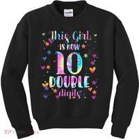 10th Birthday Gift This Girl Is Now 10 Double Digits Tie Dye Kids Sweatshirt thumb 0