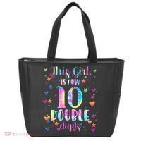 10th Birthday Gift This Girl Is Now 10 Double Digits Tie Dye Tote Bag thumb 0
