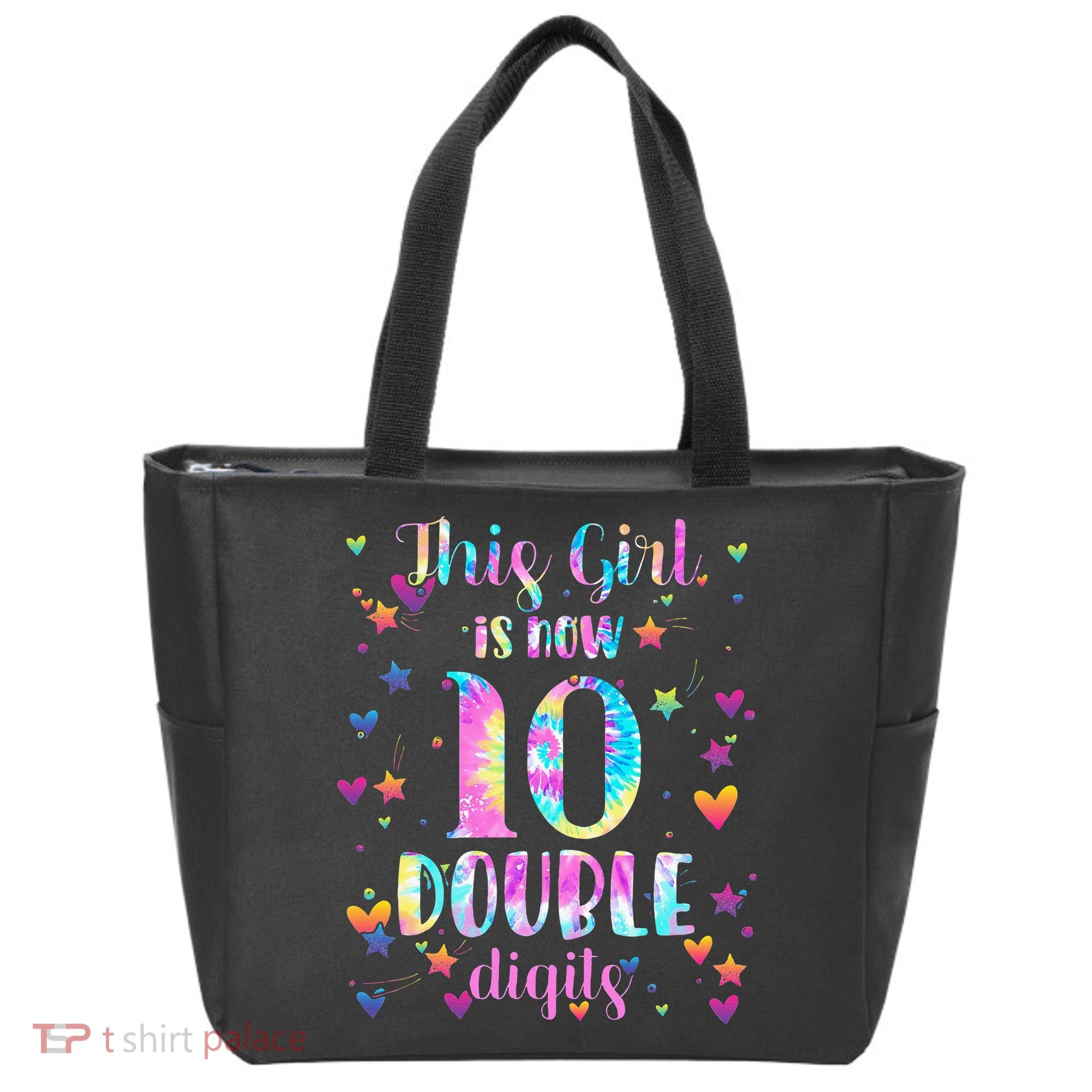 10th Birthday Gift This Girl Is Now 10 Double Digits Tie Dye Tote Bag